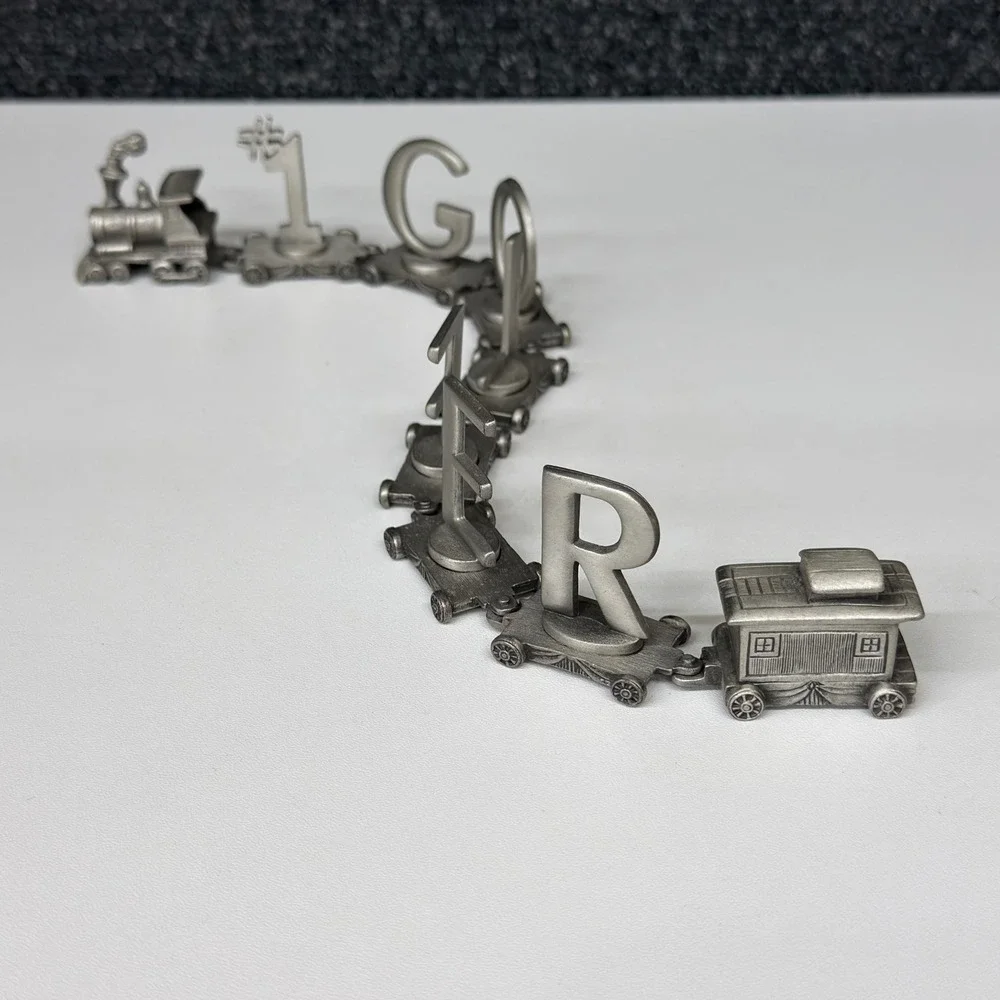 Fort Pewter Vintage #1 Golfer Miniature Train Set Collectible Desk Decor 9pc